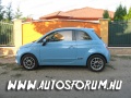 Kék Fiat 500-as balról